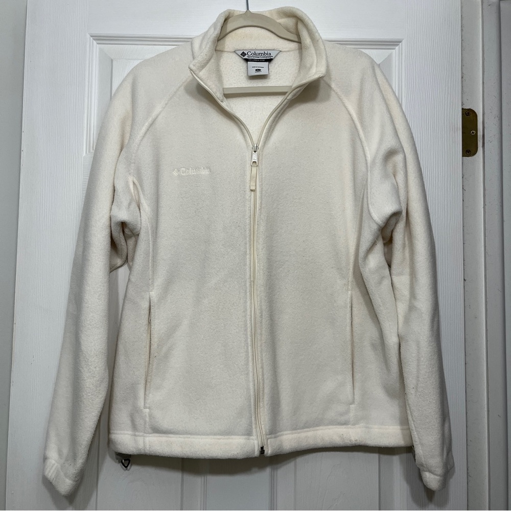 Columbia Women’s Zip-Up Fleece Jacket, Ivory, Large